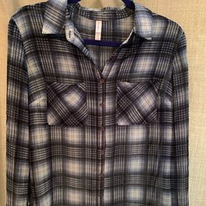 Sheer plaid button down